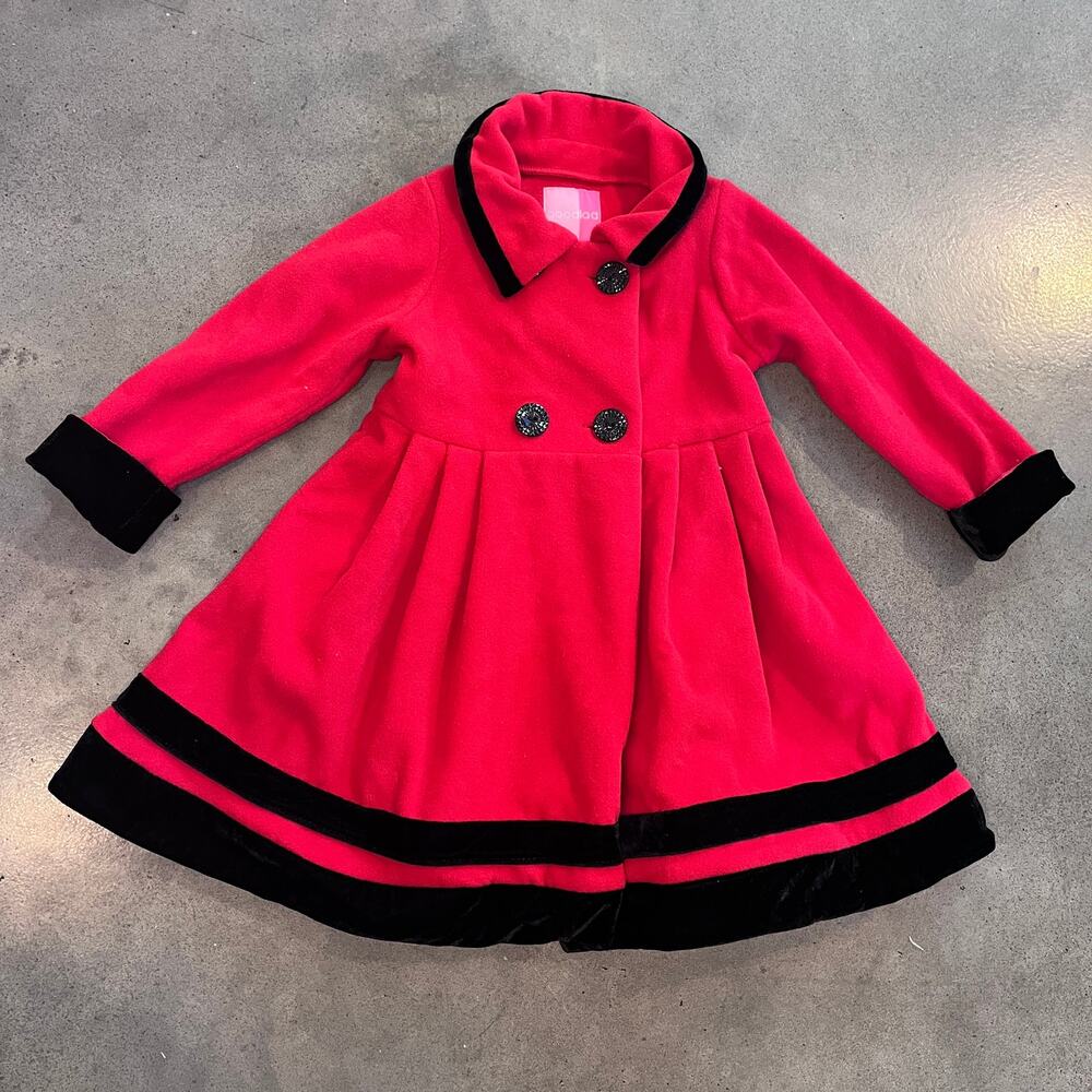 Goodlad red black fleece swing coat formal peacoat toddler girls 4